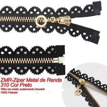 Ziper Metal Rendado 50cm 10 Uni Cursor Branco Preto Nybc