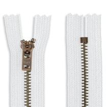 Zíper para Jaqueta em Latão Envelhecido 61 cm Branco, de Uma Via Zíper para Jaqueta em Latão Envelhecido 61 cm Branco, de Uma Via