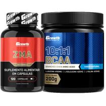 Zma 120 Caps + Bcaa 10:1:1 200g em Pó Growth Supplements