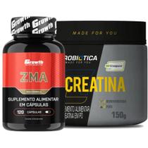 Zma 120 Caps Growth + Creatina 150g Creapure Probiotica