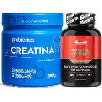 Zma 120 Caps Growth + Creatina Pura 300g Probiotica