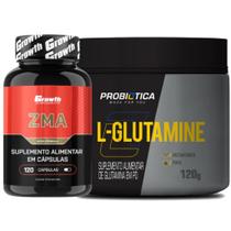 Zma 120 Caps Growth + Glutamina Pura 120g Probiotica