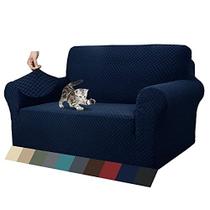 ZNSAYOTX 1 Peça Jacquard Couch Covers para 2 Sofá almofada Alto Trecho Amasteconte Capa de Deslizamento para Pets Cães Anti Slip Love Assento Sofá Slipcover Protetor de Móveis (Loveseat, Azul Marinho)