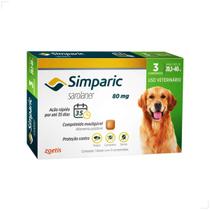 Zoetis Simparic 80 mg para Cães 20,1 a 40 Kg 3 comp Antipulgas e Carrapato Sarna Zoetis Simparic 80 mg para Cães 20,1 a 40 Kg 3 comp Antipulgas e Carrapato Sarna