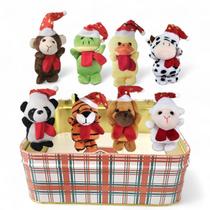 Zoo Pets Do Papai Noel 8 Animais Natalino Pelúcia 8cm C/Lata