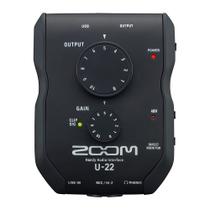 Zoom Audio Interface U-22 Handy 2 Entradas x 2 Saídas, Ideal para Gravação Móvel e Performance Ao Vivo
