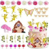 ZWLIYCHN Kit de Topos para Bolo Jardim das Fadas 39 Peças