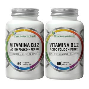 2x Ferro + Ácido Fólico + Vitamina B12 500mg 60 Caps