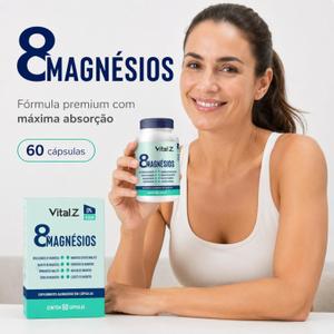 8 Magnésios  8 Tipos em 1 Fórmula  60 Cápsulas