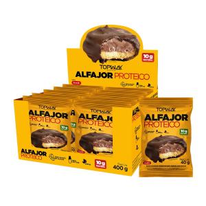 Alfajor proteíco de avelã sem adição de açúcar topway caixa com 10 un 40g
