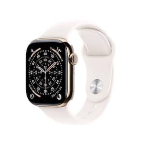 Apple Watch Series 11 GPS + Cellular Caixa Dourada de Titânio 42mm Pulseira Esportiva Blush-clara M/G