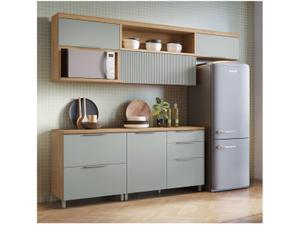 Armário de Cozinha Completa Nesher Duquesa 100% MDF com Balcão 5 Portas 4 Gavetas