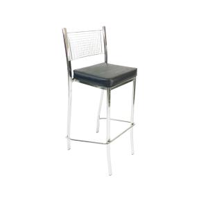 Banqueta EMPILHÁVEL para cozinha cromada alta assento preto