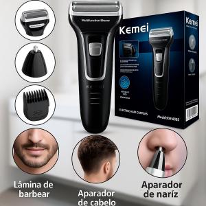 Barbeador Elétrico Kemei 3 em 1 Sem Fio