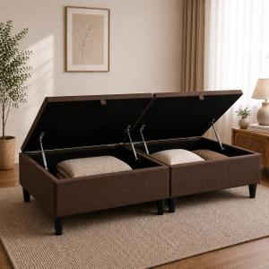 Base Cama Box Baú Solteiro 188x88cm Bipartida Desmontável