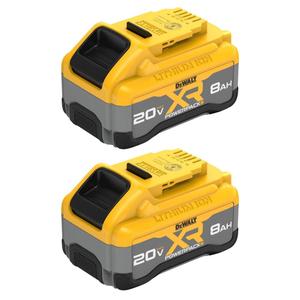 Bateria DEWALT 20V MAX XR 8Ah POWERPACK de íon de lítio, pacote com 2 unidades
