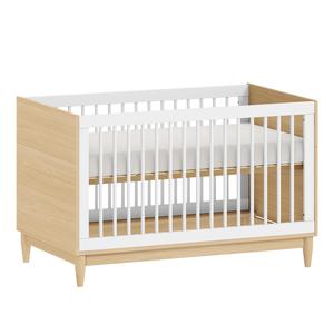 Berço Quater 2 em 1 Linha Tomi Modelo Americano em MDF  Branco com Carvalho Malva