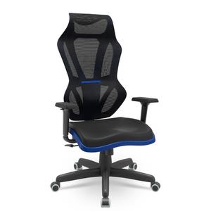 Cadeira Escritório Presidente Gamer Vizon DZ Plaxmetal Relaxsystem Preta/Azul