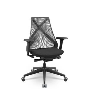 Cadeira Escritório Presidente Tela Bix-X+ Autocompensador Slider Braços 4D Shift Plaxmetal Preta
