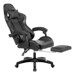 Cadeira Gamer 135 Reclinável Couro PU 120kg Apoio Pés Ergonômica Preta