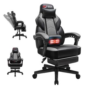 Cadeira Gamer DL-win Grande e Alta com Apoio Lombar Massageador Cinza