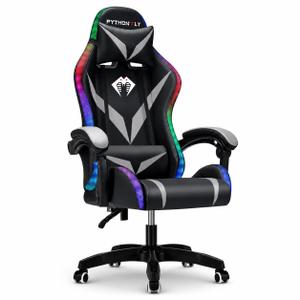 Cadeira Gamer Ergonômica Python Fly Com Led RGB, Reclinável, com almofadas, 135, até 150 kg