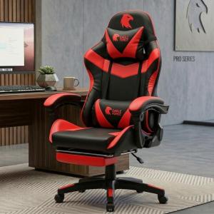 Cadeira Gamer Preta e Vermelha Eagle Force Reclinável 135 Apoio Pés Ergonômica Home Office