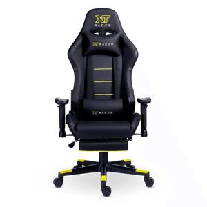 Cadeira Gamer XT Racer Attack, Até 120Kg, Reclinável, Apoio de Pés Retrátil, Cilindro de Gás Classe 4, Couro PU, Preta e Amarela - XTR-057