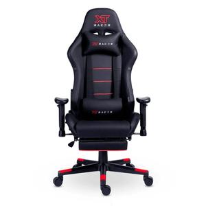 Cadeira Gamer XT Racer Attack, Até 120Kg, Reclinável, Apoio de Pés Retrátil, Cilindro de Gás Classe 4, Couro PU, Preta e Vermelha - XTR-061