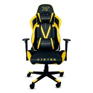 Cadeira Gamer XT Racer Viking Series, Até 120Kg, Reclinável, Com Almofadas, Cilindro de Gás Classe 4, Couro PU, Preta e Amarela - XTR-011