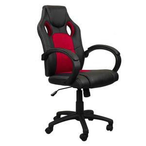 Cadeira Presidente Gamer em Couro PU Preta com Vermelho Pelegrin PEL-3002