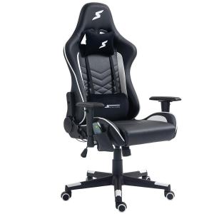 Cadeira SuperFrame Wave, Massageadora, Reclinável, 2D, Com Controle, Preta e Branca, SF-CH-WVR2DBWL