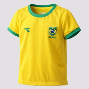 Camisa Infantil Brasil Diadora Campione Amarelo
