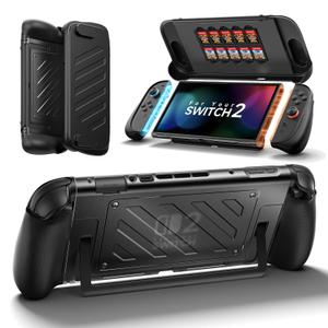 Capa JSAUX para Nintendo Switch 2 com TPU e PC, 10 Slots para Cartões de Jogo