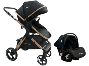 Carrinho Bebê Conforto +base Kansas Premium Baby Gold Black