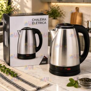 Chaleira Elétrica Bule 1,8 Litros INOX 127v ou 220v 800w 1500w Esquentar Agua Aquecedor de Agua VOLTAGEM 127V ou 220V