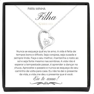 Colar Presente Para Minha Filha Em Aço Inox Banhado a Prata Com Mensagem e Caixa