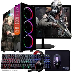 Computador PC Gamer Completo TOB Intel Core i5 SSD 480GB 16GB Teclado Mouse Mouse Pad e Headset Gamer Monitor 19 Windows 11 Pro Trial