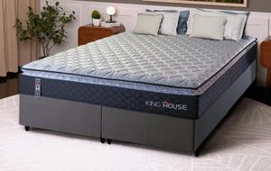 Conjunto Cama Box King Dakota Preto 193x203x57 Espuma D33