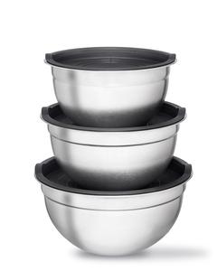 Conjunto de Bowls Bumper em Inox com Tampa Hermética  Kit Tigelas Multiuso Cozinha