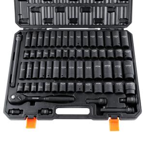 Conjunto de soquetes VEVOR 1/2 Drive Impact 65 peças SAE 10-32 mm com estojo