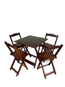 Conjunto Mesa Dobrável 70x70 Com 4 Cadeiras Imbuia kit bar restaurante
