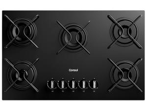 Cooktop 5 Bocas a Gás Consul com Grades Estáveis e Mesa de Vidro - CD075BE