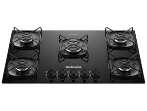 Cooktop 5 Bocas a Gás GLP Continental Mesa de Vidro Preto Acendimento Automático KC5GR
