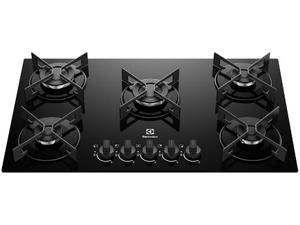 Cooktop 5 Bocas a Gás GLP Electrolux Mesa de Vidro Preto Acendimento Automático Efficient KE5GR