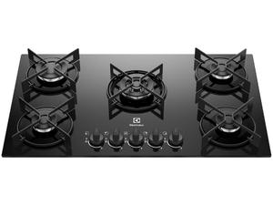 Cooktop 5 Bocas GLP Electrolux Tripla Chama Mesa de Vidro Preto Acendimento Automático Efficient KE5GT