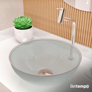 Cuba Pia de Apoio Sobrepor Vidro Redonda 29cm Banheiro Lavabo Beltempo BT4030