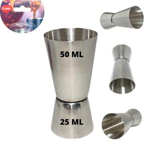 Dosador Duplo Inox 25ml 50ml Copo Medidor Bebidas Drinks Vokda Whisky Bartender Clink