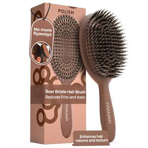 Escova de cabelo FRAMAR Soft Boar Bristle para mulheres, chocolate