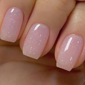 Esmalte de Unhas Vishine Gel Transparente com Glitter Rosa 15ml